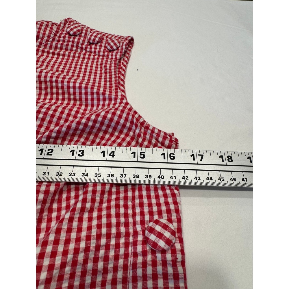 DOEN Gingham Mini Dress Side Button Organic Cotton Size 0 Red White Excellent - Picture 6 of 9